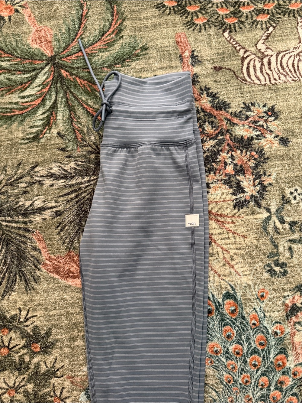 Vuori Light Blue and Gray Striped Performance Joggers